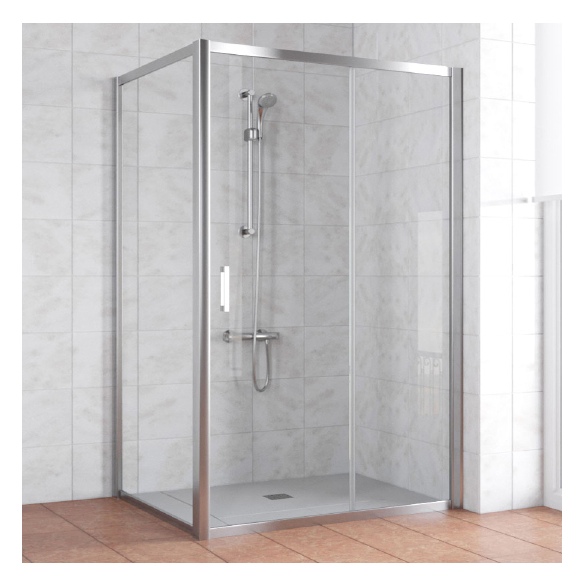 Душевой уголок Vegas Glass ZP+ZPV 140*90 08 01 профиль глянцевый хром, стекло прозрачное 