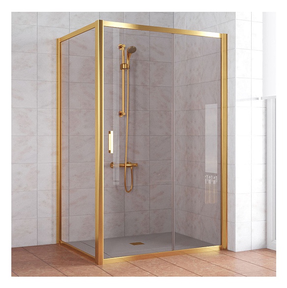 Душевой уголок Vegas Glass ZP+ZPV 140*90 09 05 профиль золото, стекло бронза 