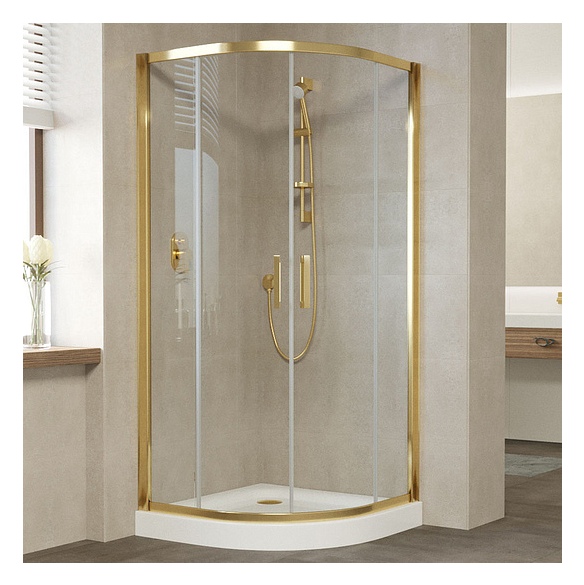 Душевой уголок Vegas Glass ZS 100 09 01 профиль золото, стекло прозрачное 