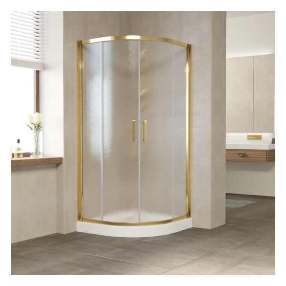 Душевой уголок Vegas Glass ZS 100 09 02 профиль золото, стекло шиншилла 
