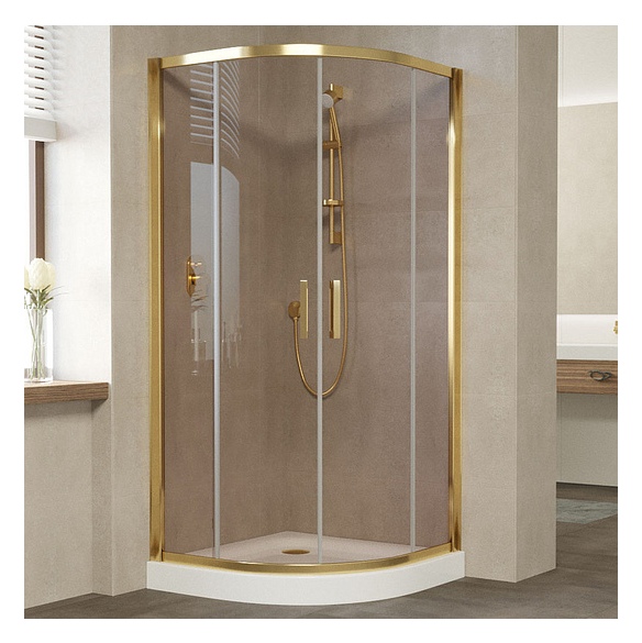Душевой уголок Vegas Glass ZS 100 09 05 профиль золото, стекло бронза 