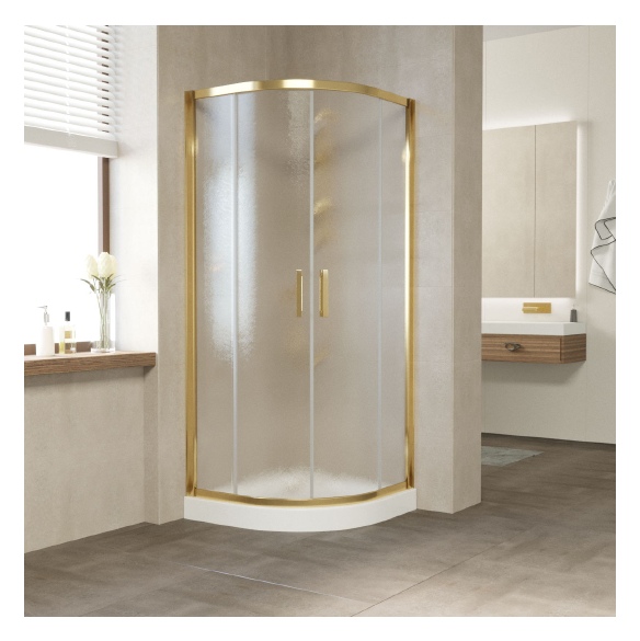 Душевой уголок Vegas Glass ZS 80 09 02 профиль золото, стекло шиншилла 
