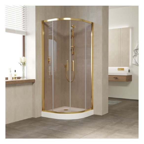 Душевой уголок Vegas Glass ZS 80 09 05 профиль золото, стекло бронза 
