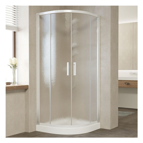 Душевой уголок Vegas Glass ZS 90 01 02 профиль белый, стекло шиншилла 