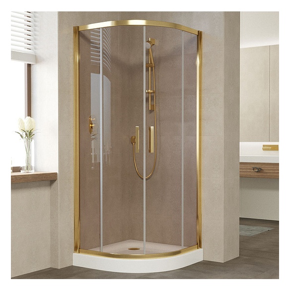 Душевой уголок Vegas Glass ZS 90 09 05 профиль золото, стекло бронза 