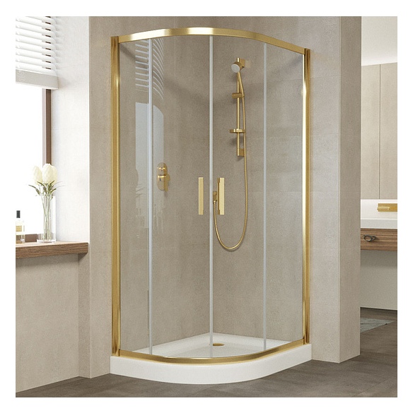 Душевой уголок Vegas Glass ZS-F 100*80 09 01 профиль золото, стекло прозрачное 