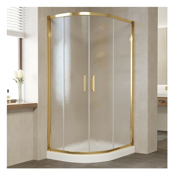 Душевой уголок Vegas Glass ZS-F 100*80 09 02 профиль золото, стекло шиншилла 