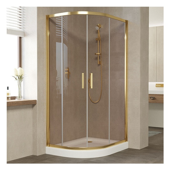 Душевой уголок Vegas Glass ZS-F 100*80 09 05 профиль золото, стекло бронза 