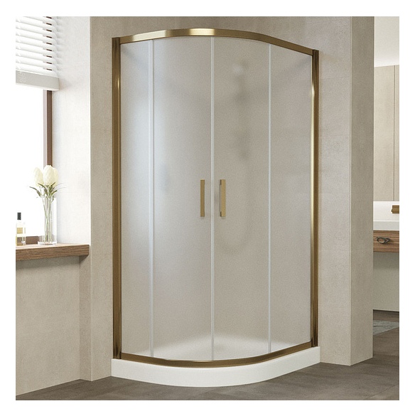 Душевой уголок Vegas Glass ZS-F 100*90 05 10 профиль бронза, стекло сатин 
