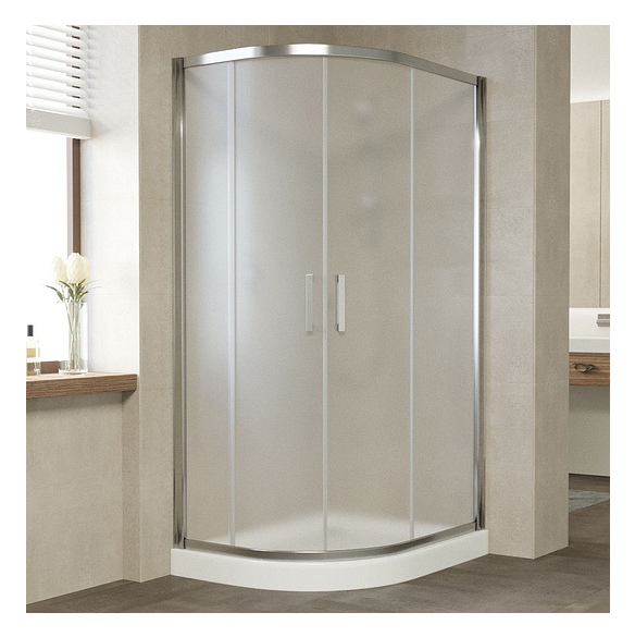 Душевой уголок Vegas Glass ZS-F 100*90 08 10 профиль глянцевый хром, стекло сатин 