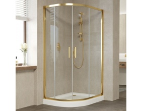 Душевой уголок Vegas Glass ZS-F 100*90 09 01 профиль золото, стекло прозрачное 