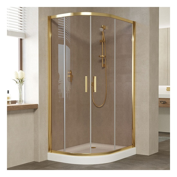 Душевой уголок Vegas Glass ZS-F 100*90 09 05 профиль золото, стекло бронза 