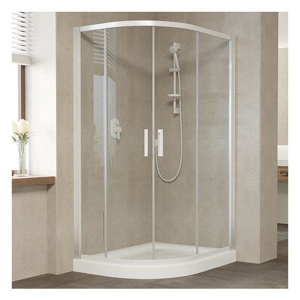 Душевой уголок Vegas Glass ZS-F 110*100 01 01 профиль белый, стекло прозрачное 