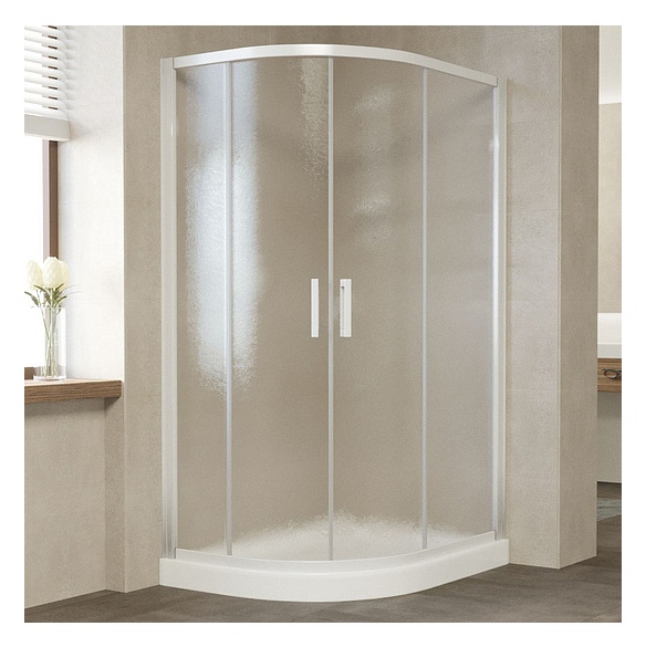 Душевой уголок Vegas Glass ZS-F 110*100 01 02 профиль белый, стекло шиншилла 
