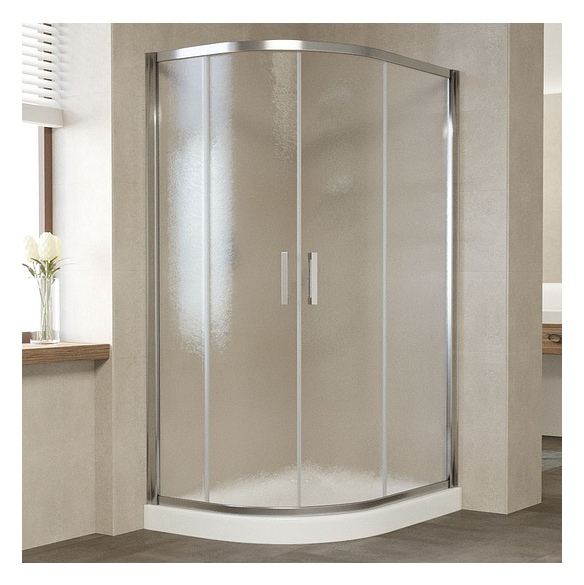 Душевой уголок Vegas Glass ZS-F 110*100 08 02 профиль глянцевый хром, стекло шиншилла 