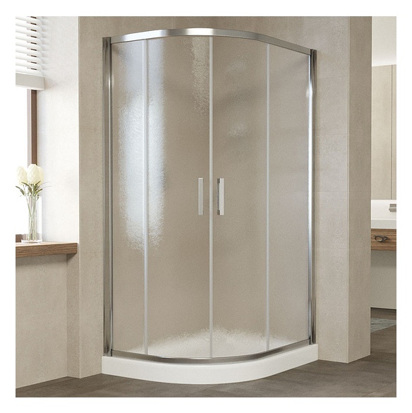 Душевой уголок Vegas Glass ZS-F 110*80 08 02 профиль глянцевый хром, стекло шиншилла 