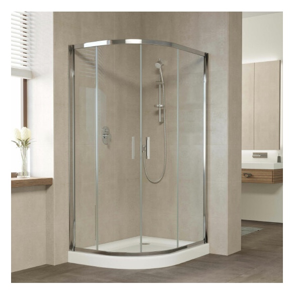Душевой уголок Vegas Glass ZS-F 110*90 08 01 профиль глянцевый хром, стекло прозрачное 