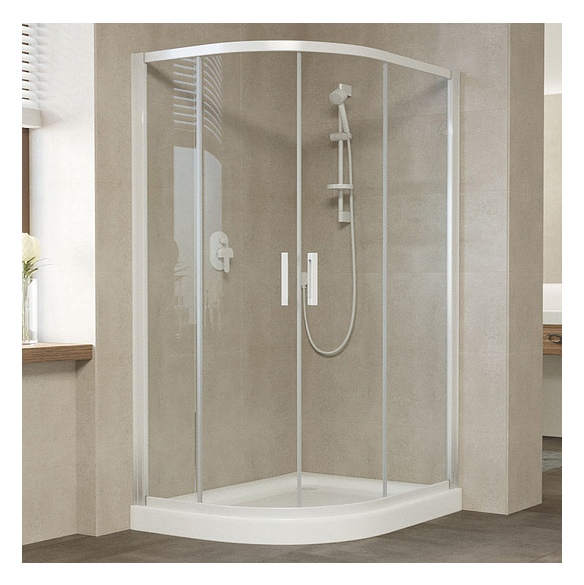 Душевой уголок Vegas Glass ZS-F 120*100 01 01 профиль белый, стекло прозрачное 