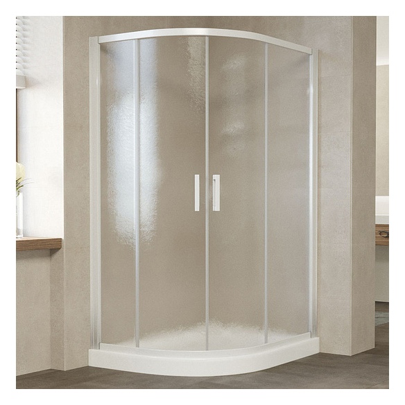 Душевой уголок Vegas Glass ZS-F 120*100 01 02 профиль белый, стекло шиншилла 