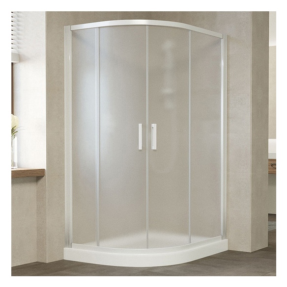 Душевой уголок Vegas Glass ZS-F 120*100 01 10 профиль белый, стекло сатин 