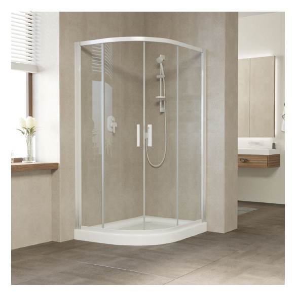 Душевой уголок Vegas Glass ZS-F 120*90 01 01 профиль белый, стекло прозрачное 