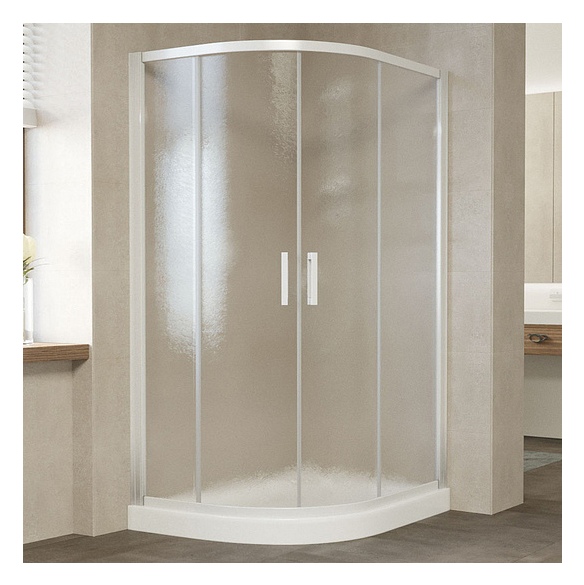Душевой уголок Vegas Glass ZS-F 120*90 01 02 профиль белый, стекло шиншилла 