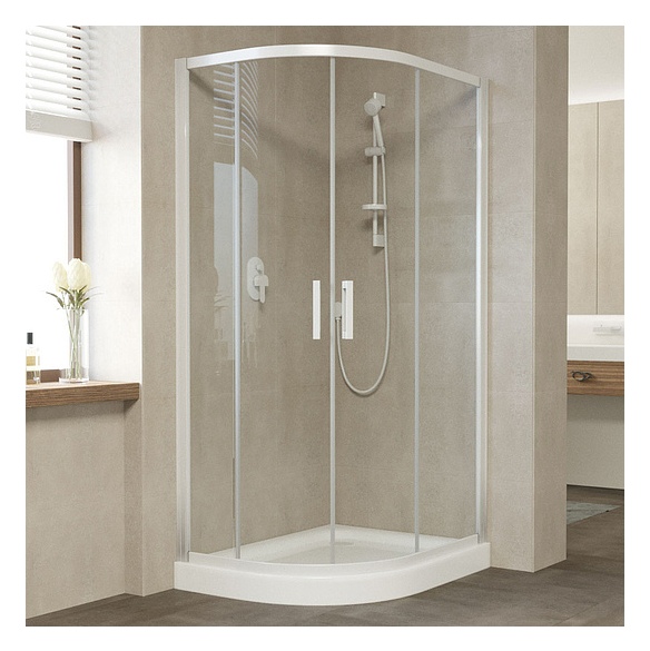 Душевой уголок Vegas Glass ZS-F 90*80 01 01 профиль белый, стекло прозрачное 