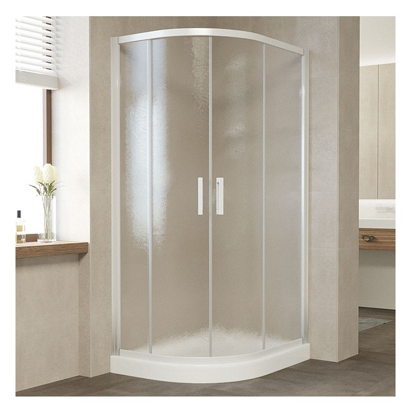 Душевой уголок Vegas Glass ZS-F 90*80 01 02 профиль белый, стекло шиншилла 