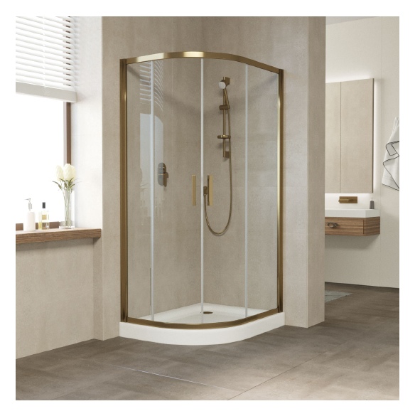 Душевой уголок Vegas Glass ZS-F 90*80 05 01 профиль бронза, стекло прозрачное 