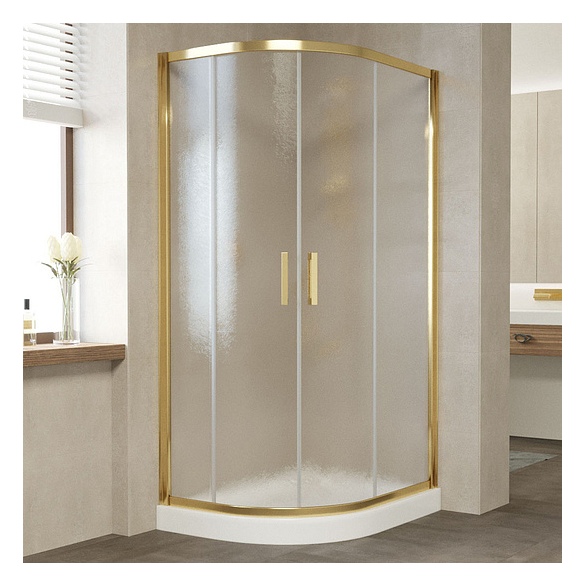 Душевой уголок Vegas Glass ZS-F 90*80 09 02 профиль золото, стекло шиншилла 