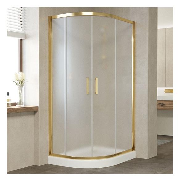 Душевой уголок Vegas Glass ZS-F 90*80 09 10 профиль золото, стекло сатин 